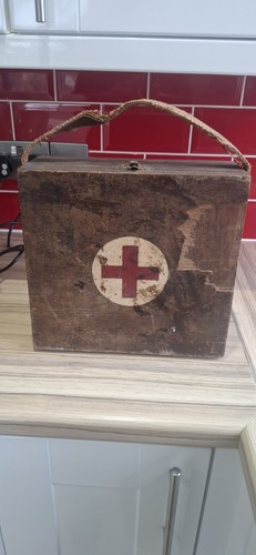 Vintage wooden first aid kit - wooden,