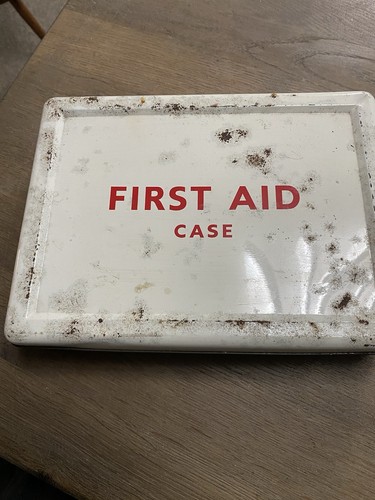 Vintage metal first aid box - vintage,